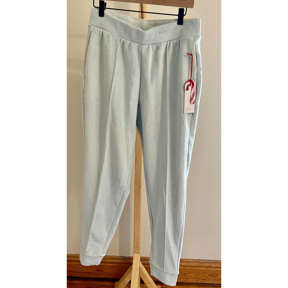 All in Motion Womens Ribbed Jogger High Rise Full Length Light Blue Mint Size M
